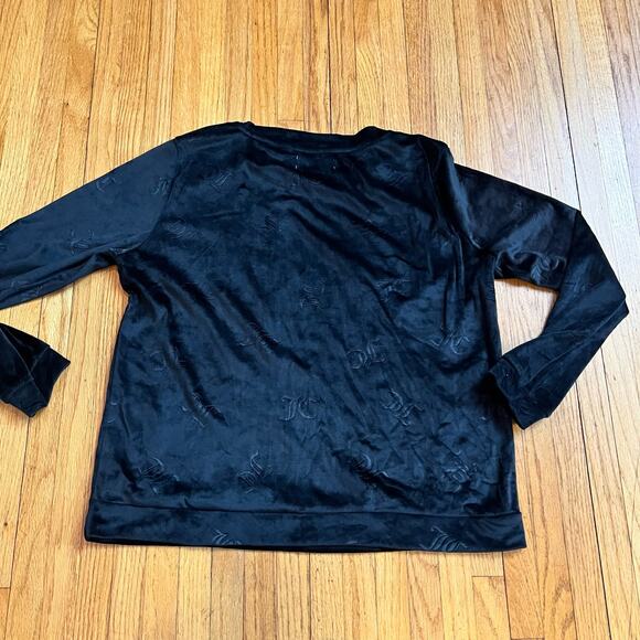 Juicy Couture Velour Track Suit Set Womens Medium Black Pants Sweatshirt - Picture 3 of 9